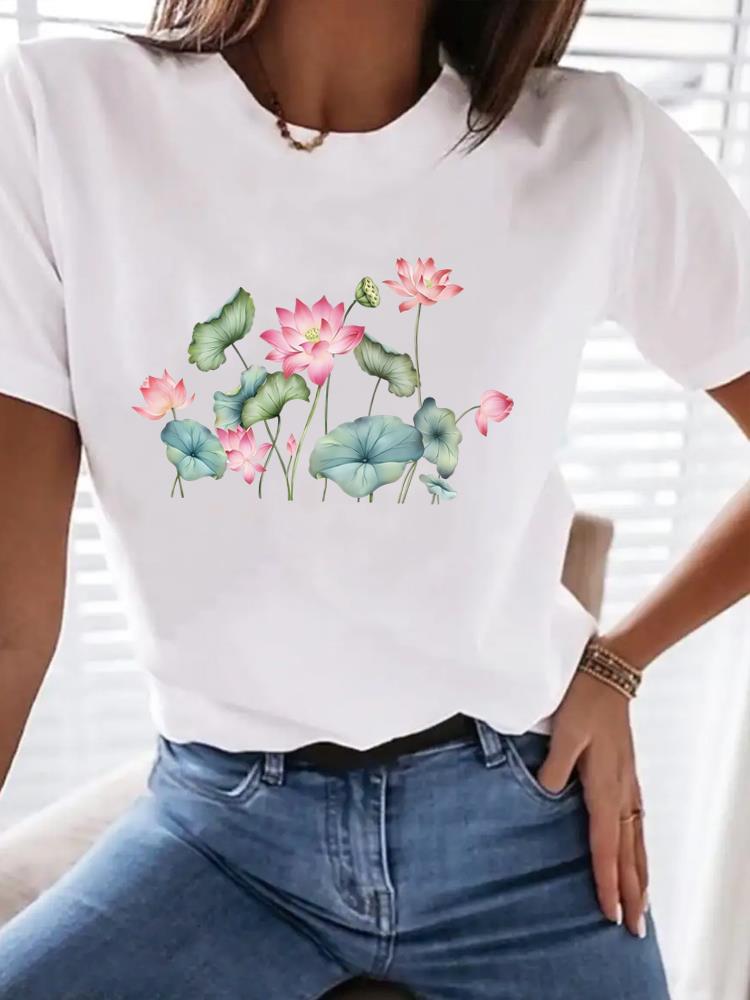 (Asian Size) Tee Top Butterfly Sweet 90s Trend Women Clothing T Shirt Woman Print Fashion  Female Short Sleeve Graphic T-shirts