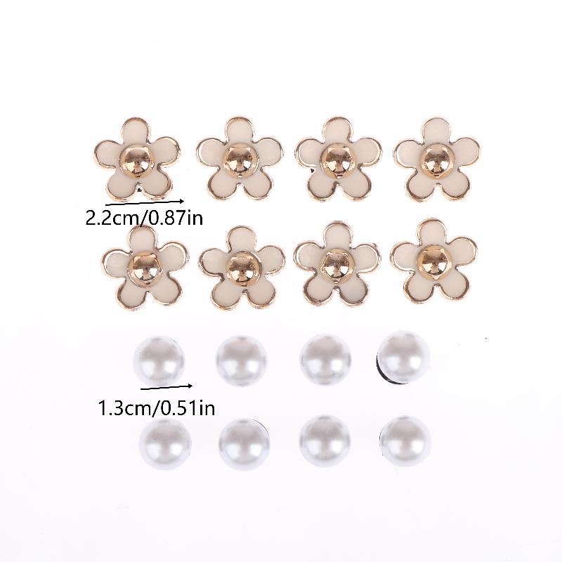 16Pcs Fashion Shoe Charms Set Accessories Hole Shoe Buckle Summer Cute Pearl Daisies 3D Shoes Decorations