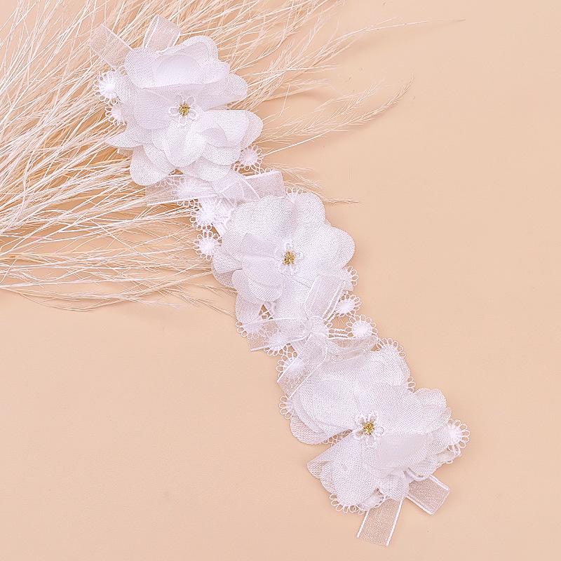 Baby White Lace Flower Headband with Bow for Girls – Sweet Princess, Birthday, Hundred Days Elastic Headband.