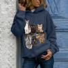 Women Hood  Cat Printing Long Sleeves Pullover Blouses Sweatshirt Tops