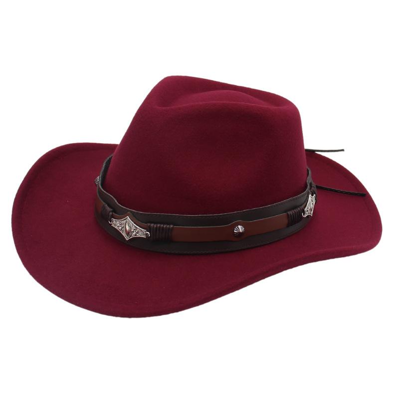 Western Cowboy Hat Dance Performance Jazz Hat Belt Accessories Felt Hat Studio Couple Hat