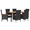VidaXL 7-Piece Garden Dining Set with Cushions, Patio Table, Patio Furniture, Outdoor Furniture, Black 3277513