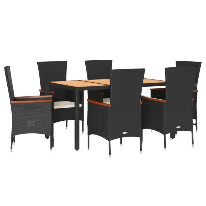 VidaXL 7-Piece Garden Dining Set with Cushions, Patio Table, Patio Furniture, Outdoor Furniture, Black 3277513