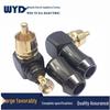 90° L-Shape RCA Plug, Black Gold-Plated Lotus Elbow, Brass Solder Short Tail