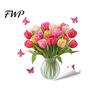 Damage-free Window Sticker Spring Summer Flowers Clings Double Sided Tulip/Rose/Wildflowers Decorative Cling In Vase Decals Anti-Collision Glass Door