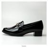 Heureux Bit Loafers with a Soft Easy To Walk Patent Black Women's Pump-Style 3.5cm Heel, Cushioning, In, Leather, Waterproof,