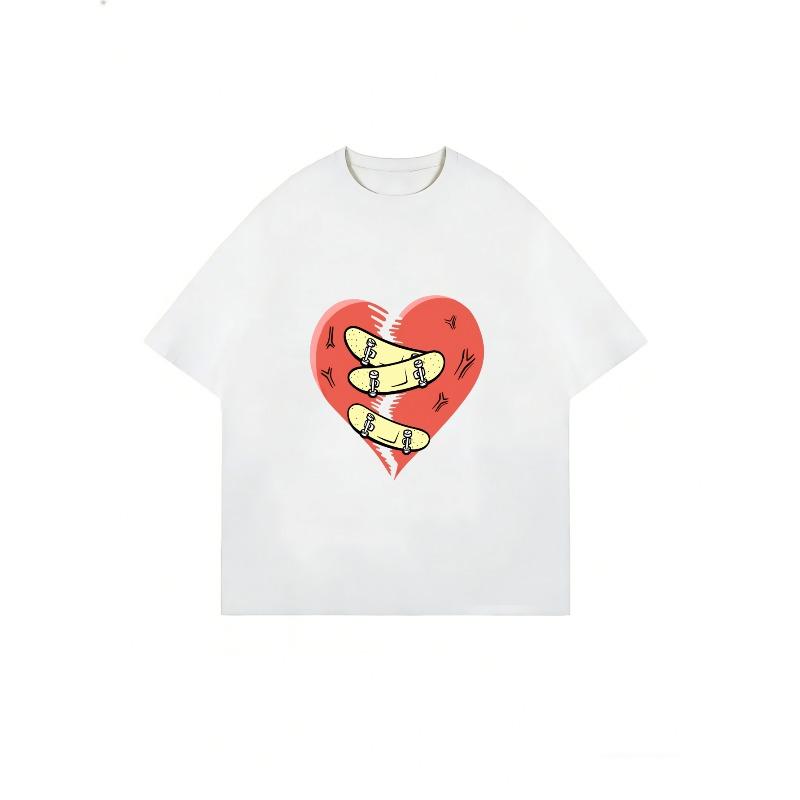 T-shirt Bianca con Stampa Cuore e Benda per Uso Casual