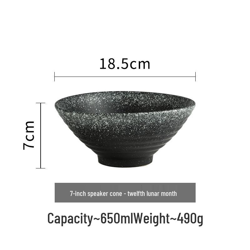 Japanese-Style Ceramic Ramen Bowl - Large Retro Conical Hat Design for Soup, Salad, and Noodles