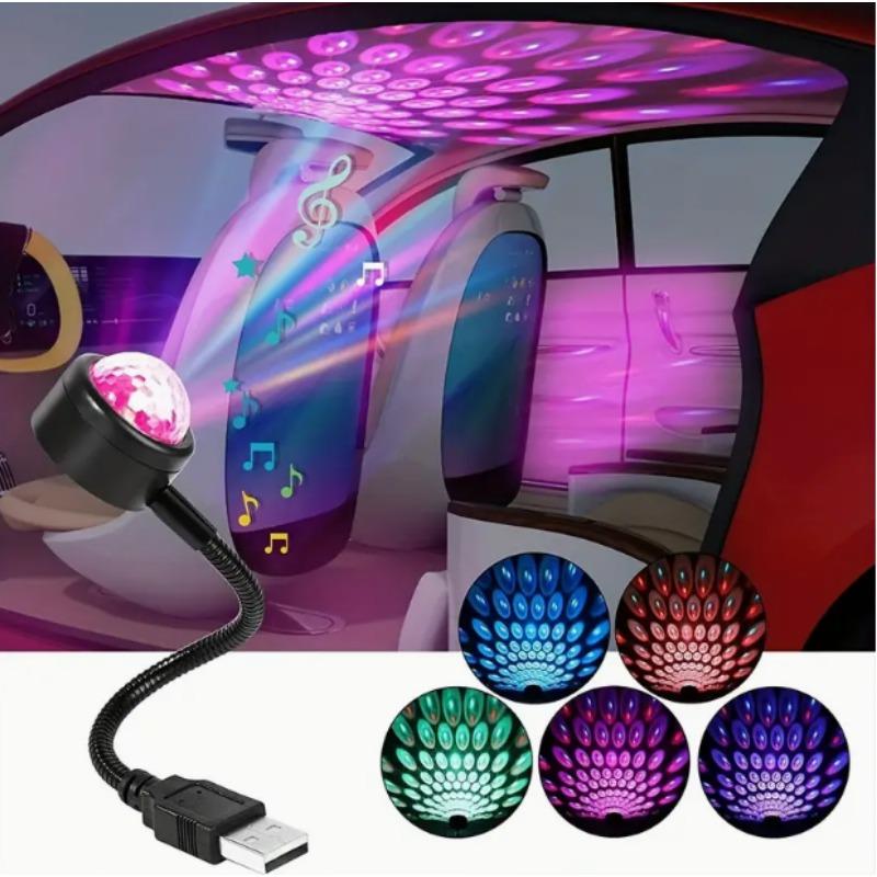 1pc Car USB Led Starry Sky Top Atmosphere Light Starry Sky Magic Colorful Lights Party Acoustic Control Lamp Gift Not Glaring CN Dome Lights 6