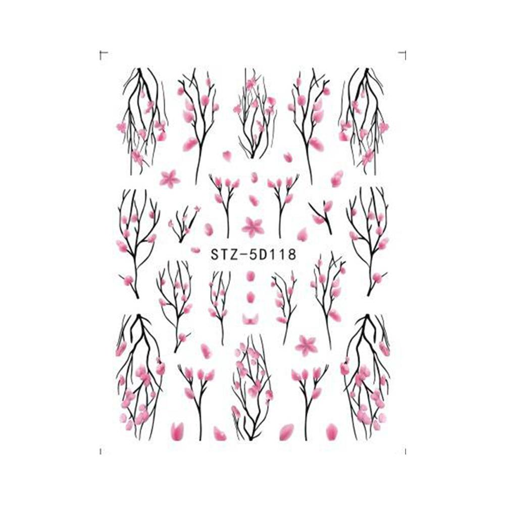 Nail Art Sticker, Relief 5D Three-Dimensional Spring Pink Cherry Blossom Small Flower Adhesive Nail Sticker
