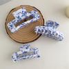 Retro Blue & White Porcelain Pattern Acetate Hair Claw