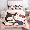 3pcs Spooky Halloween Hug Kuromi & Hello Kitty Quilt Cover Set - Soft and Cozy Bedroom, Guest Room and Dorm Decorative Bedding 3-Piece Set 1 Quil