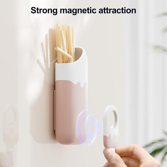 Magnetic Straw Holder Wall-Mounted Straw Organizer with Built-In Bottle Can Opener Reusable Straw Storage Box for Fridge Cabinet Counter
