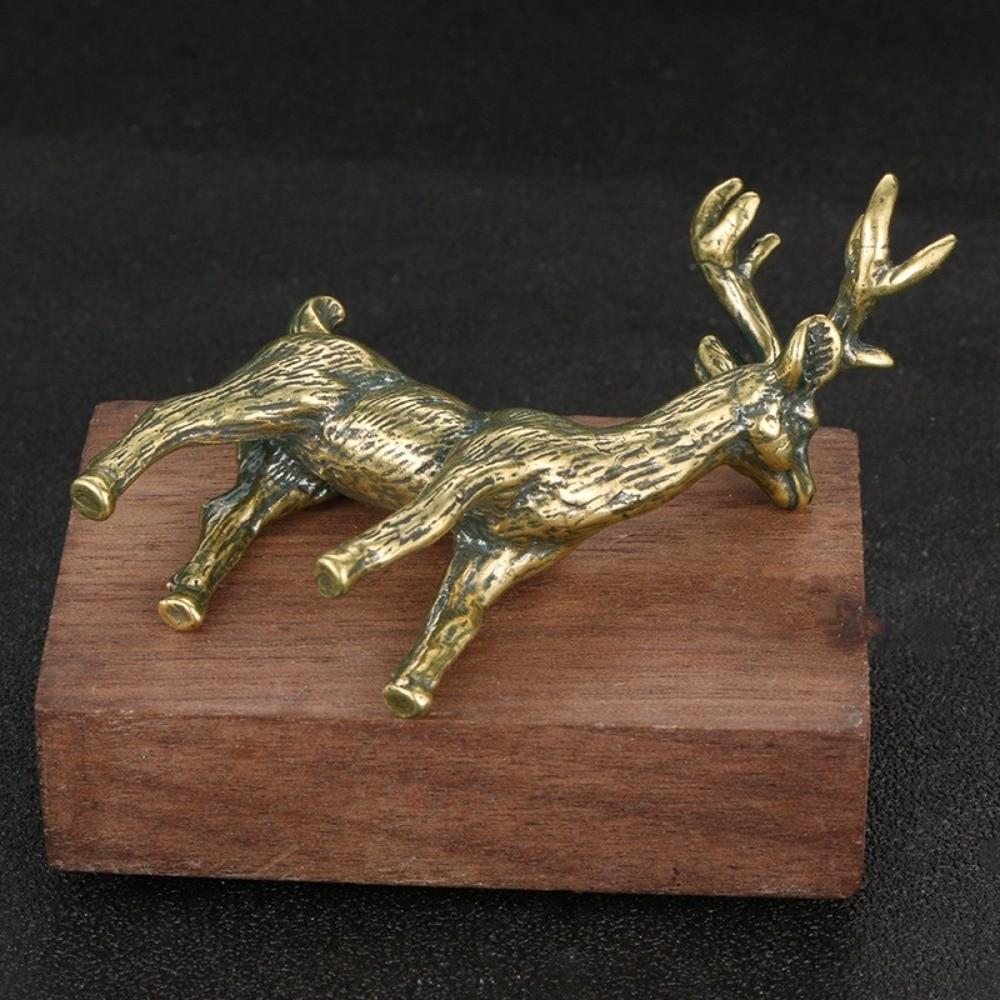 Brass Brass Elk Statue Handcrafted Miniature Elk Ornament Retro Tea Pet Ornament Home Decoration