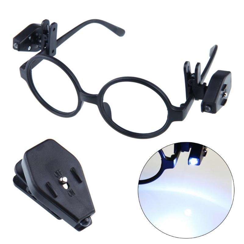 2pcs Mini Flashlight Universal Glasses Reading Lamp- 360° Rotary-Eyeglass Clip Lantern Eyeglass Flexible LED Night-Light