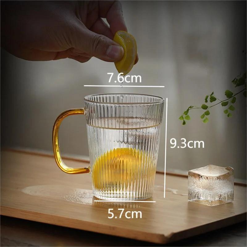 

Classical Vertical Stripes Glass Coffee Mug With Handle Milk Tea Cup Water Juice Beer Mug Whiskey Cocktails Drinkware 260-500ml