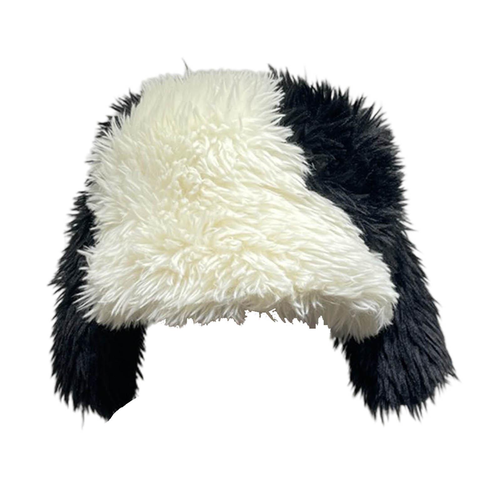 

Cute Woollike Plush Long Ears Beanie Womens Lady Girl Headgear Caps Christmas Hats Faux Furs Beanie Hat Pullover Cap чёрный