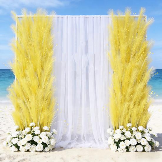 Yousheng Colorful Faux Pampas Grass Fluffy Artificial Bulrush Fake Tall Reed Stems Vase Filler for Living Room Wedding Boho Floral