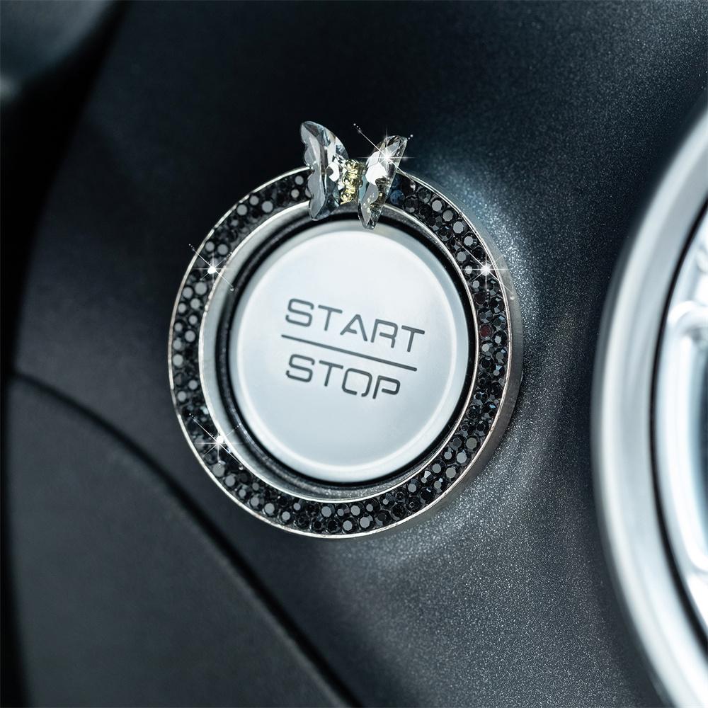 1PC Car Diamond One Click Start Decorative Ring Button Car Water Diamond Decorative Cover Protective Cover Decorative Ring