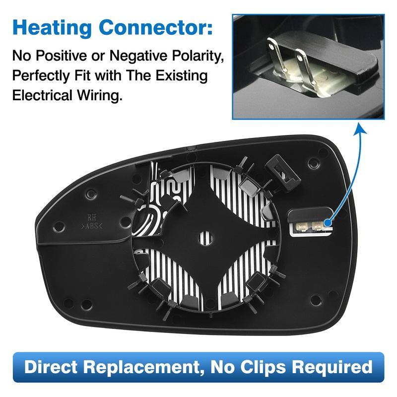 1PCS Replacement for Ford Fusion 2013- Car Side Heated Mirror Glass Rearview Mirror Lens Left /Right DS7Z17K707B DS7Z17K707F