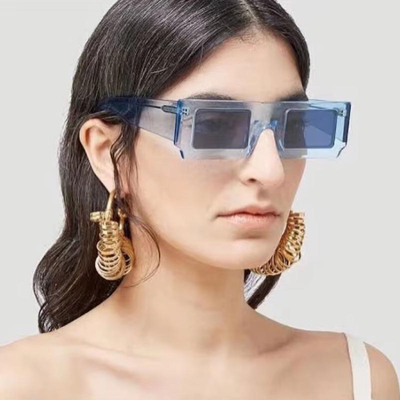 Green Fashion Hip Hop Vintage Square Ladies Sunglasses Spring Summer Bright Streetwear