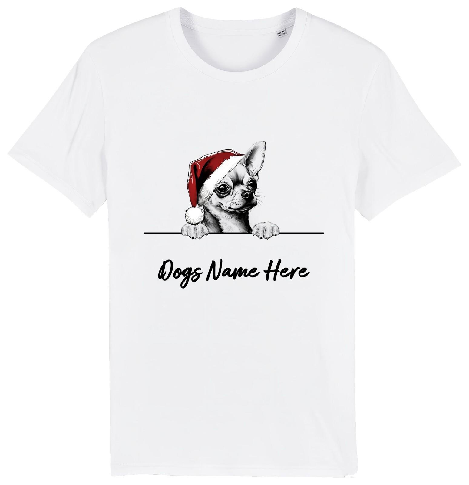 CHIHUAHUA Personalised Christmas Dog T-Shirt Mens Womens Tees Top Mens Womens Dogs Name Pet Tee M