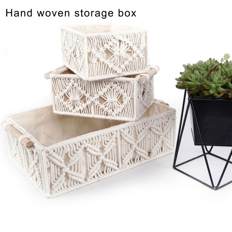 Multipurpose Sturdy Cotton Weave Storage Box Accessory for Tissues and Remote Controls Stylish Home Decoration