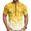 Men's Crew Neck Printed Cycling Jersey Short Sleeve Zip Front Breathable Quick Dry Sports Top for Outdoor Activities