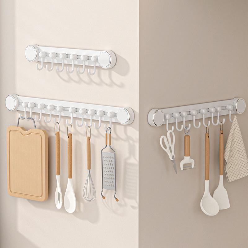 Suction Cup, Kitchen Hook, Non-punching Adhesive Hook, Strong, Not Falling Off, Row Hook, Sliding Spoon, Spatula Storage Wall, Wall Rack