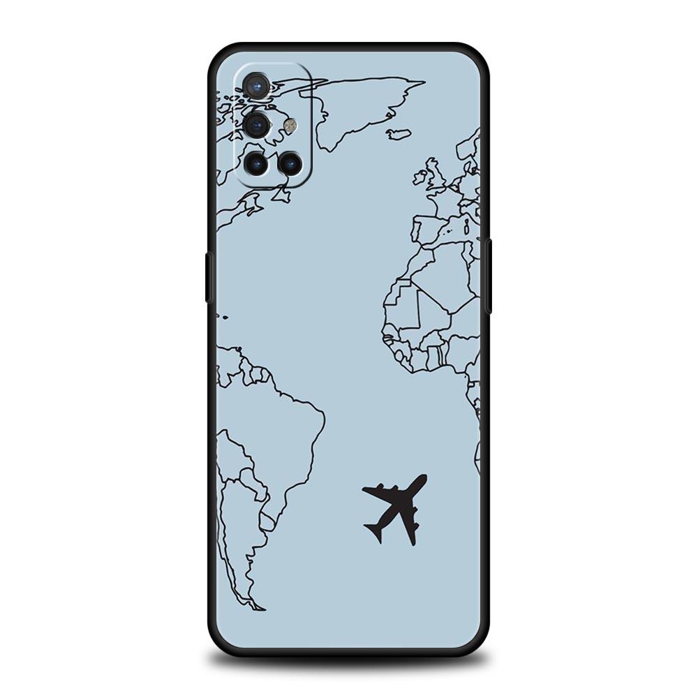 Fashion Planes World Map Travel Phone Case For OnePlus 12R 9R 12 11 10 Pro 9 8 7 7T 8T 10T 9RT Nord 2T N10 N200 CE 2 5G Cover
