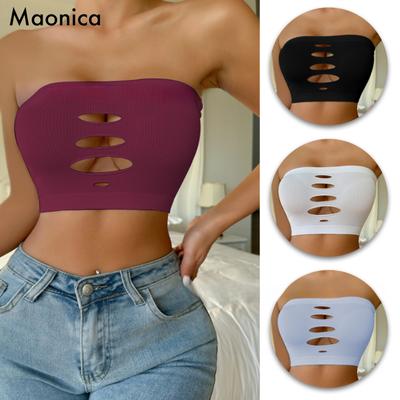 S-XL One-line Invisible Bra Seamless Breathable Hollow Underwear Ladies Summer Tube Top