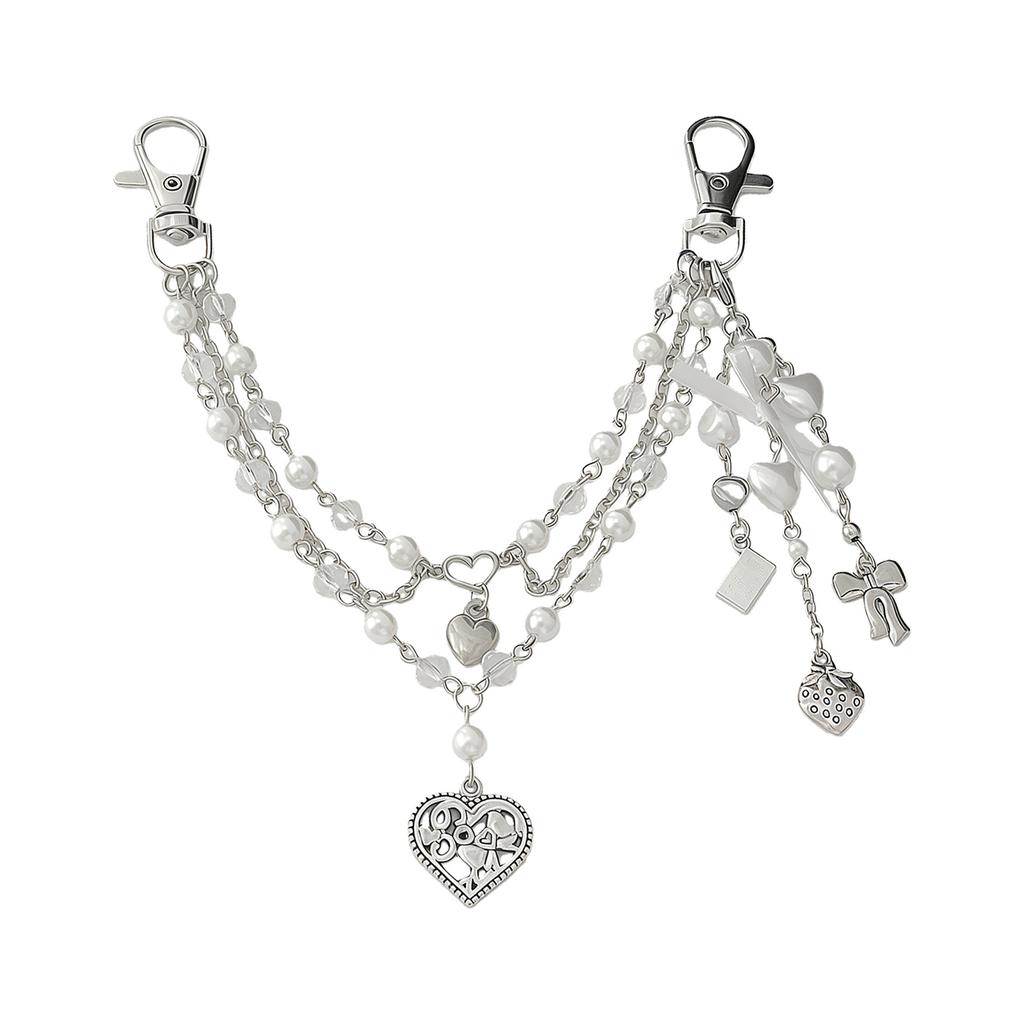 Multi Functional Heart Bows Fringe Charm For Purse or Keychain Accessory Feature Elegant Design And Stylish Appearance