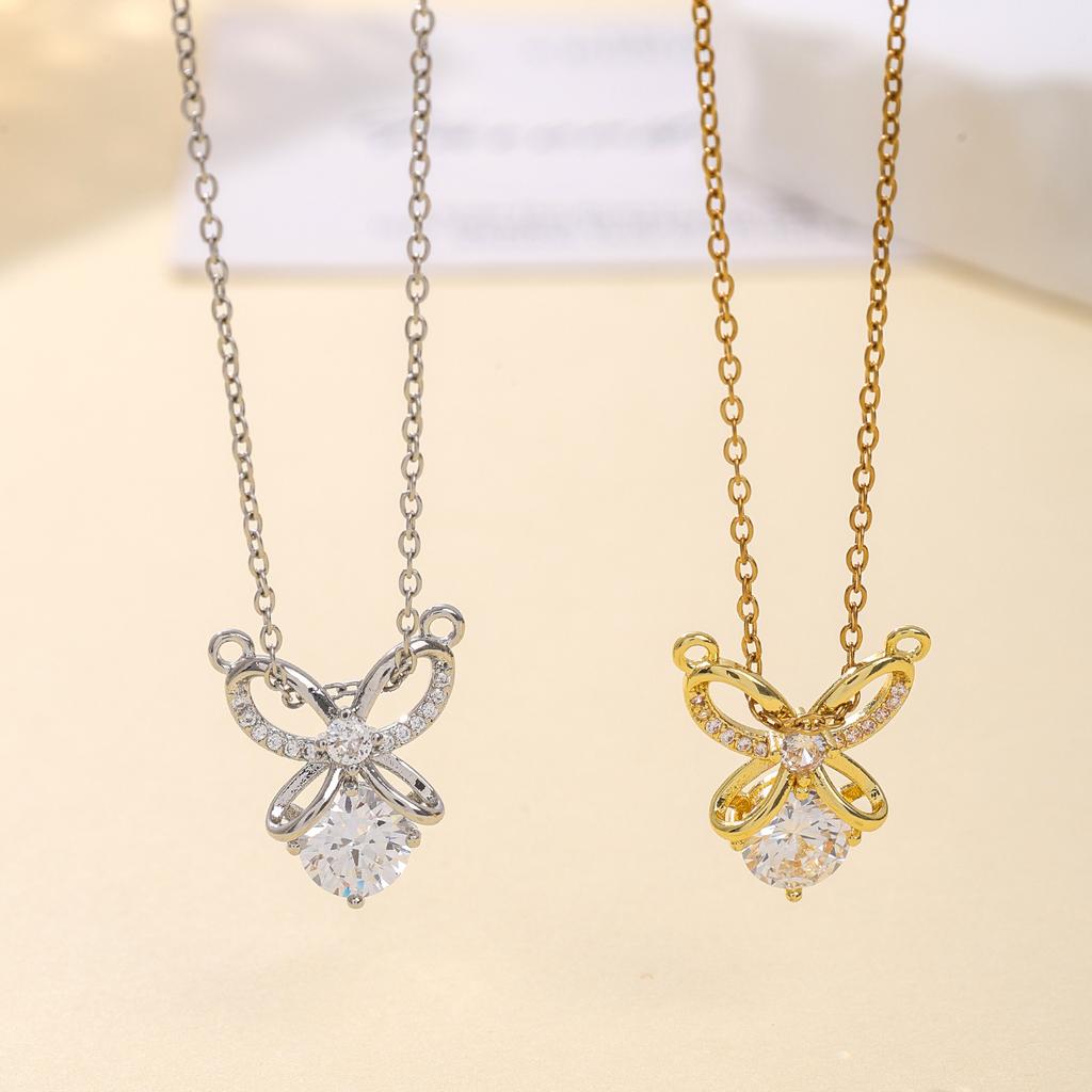 Sweet Gentle Butterfly Collarbone Chain Women Zircon Inlaid Light Luxury Niche Versatile High-end Fashion Neck Jewelry Gift