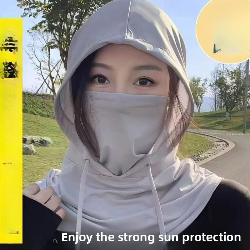 Masque facial unisexe, Chapeau, Protection intégrée du cou, Équipement de cyclisme pour visage entier, Couvre-chef, Écharpe en soie glacée