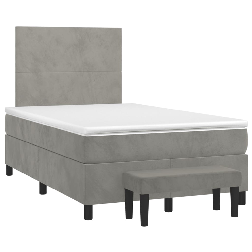 Vidaxl Letto Continentale Con Materasso, Grigio Chiaro, 120X200Cm, Velluto