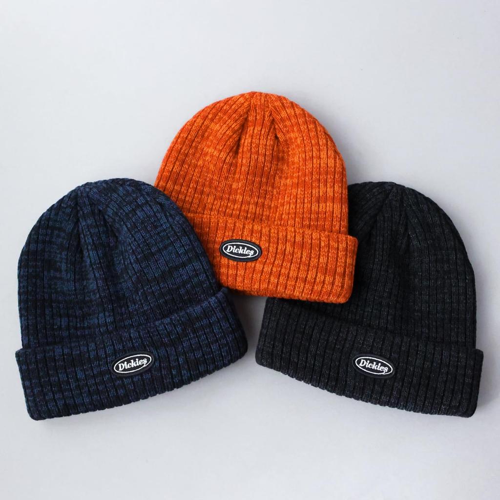 Dickies CALIF Ribbed Knit Cap with Logo Unisex Acrylic Solid Orange Perfect for Snowboarding Patch, Beanie, Color, Mix, 006,