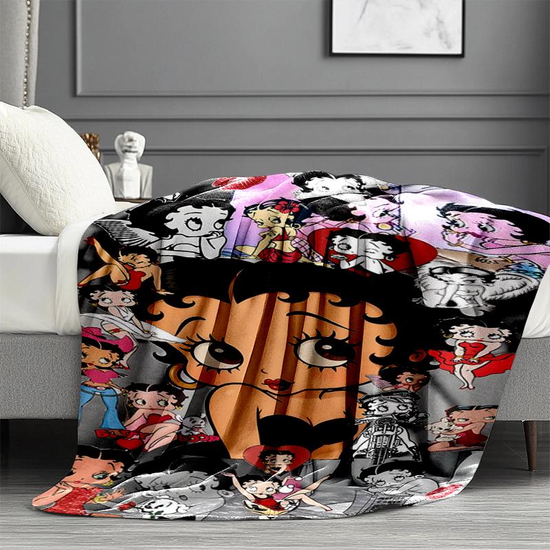 Betty Boop Print Blanket - Soft & Comfortable, for Bedroom, Travel, Sofa, Home Decoration - Birthday Christmas Gift for Friend