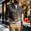 Men's Casual Christmas Print Collared Sweatshirt for Holiday
