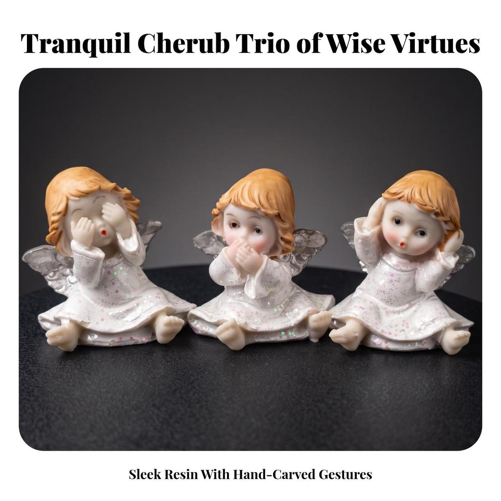 3 Pieces Seated Angel Figurines Decorative Resin Angels Lightweight for Desk