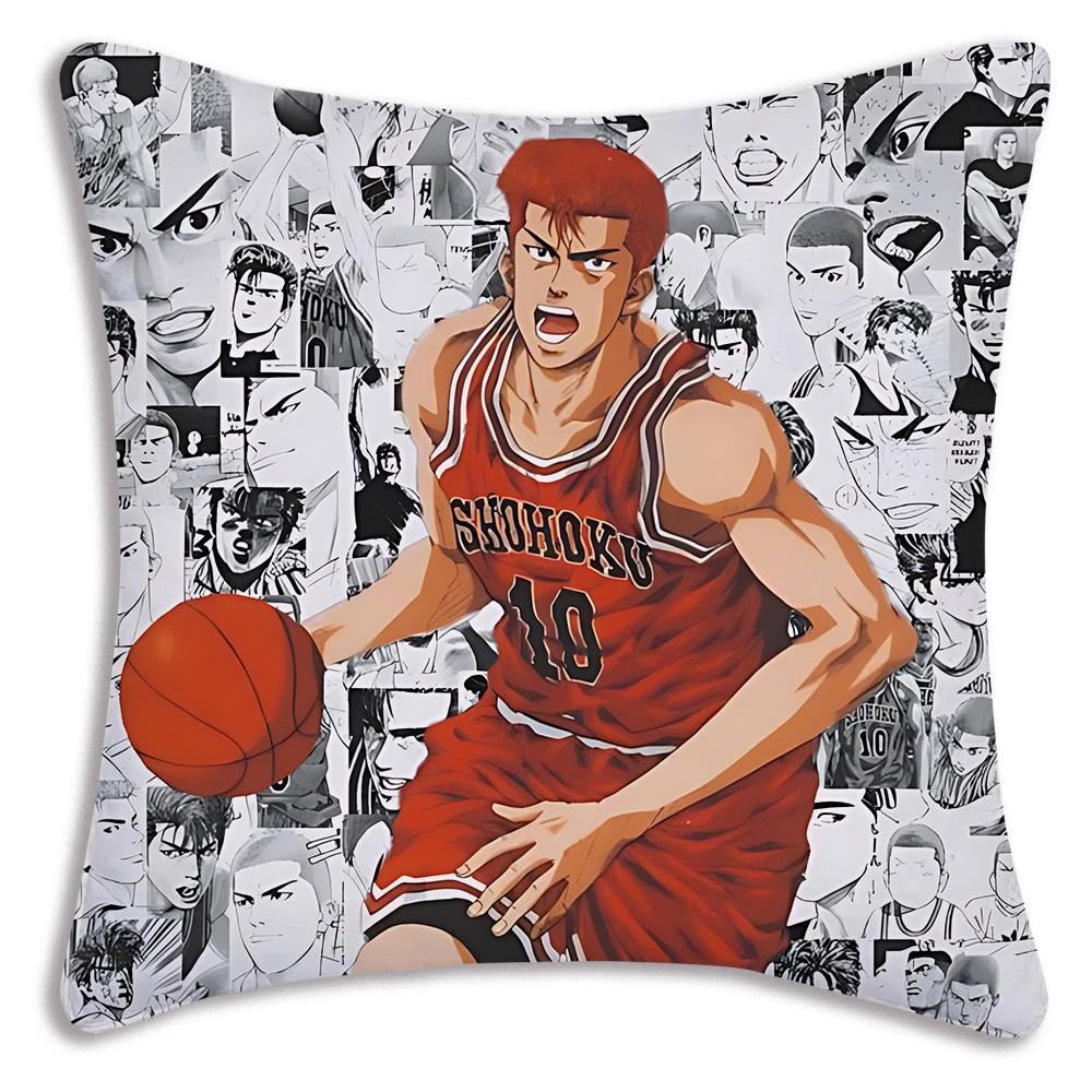 Pillow Covers Hot Anime S-Slams Dunk Cartoon Sofa Decorative Home Double-Sided Printing Short Plush Cute Cushion Cover