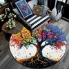Colorful Tree Round Area Rug,Carpet Rug for Living Room Bedroom Sofa Playroom Decor,Non-slip Floor Mat
