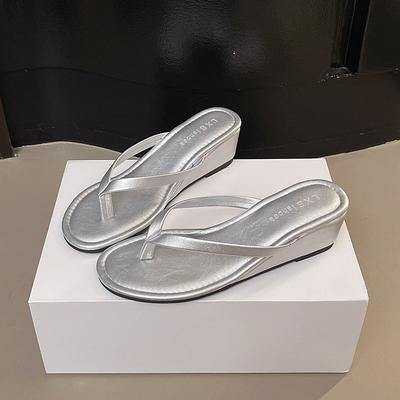 Chanclas para Mujer Sandalias Francesas de Tacón Alto Chanclas de Verano de Pinza para Mujer Chanclas Casuales de Cuña Zapatillas de Lujo para Banquetes