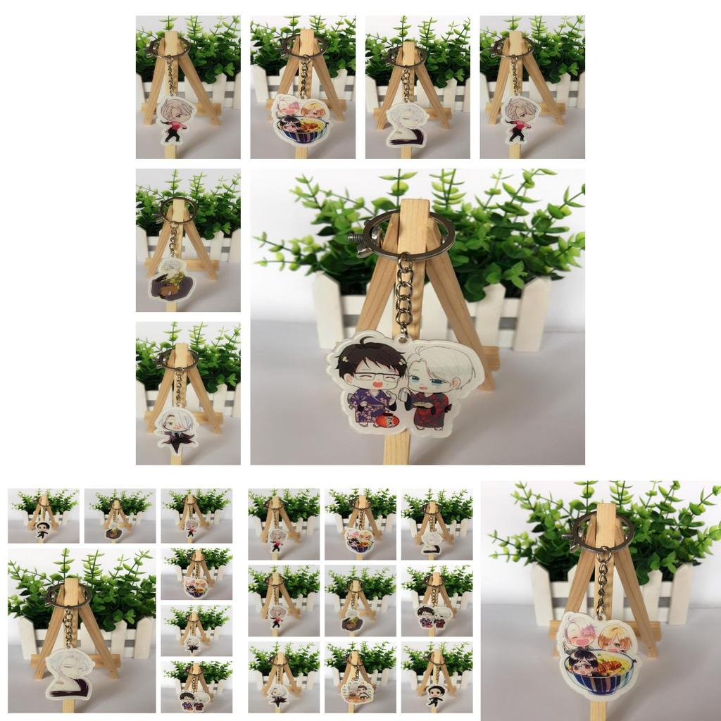 Popular Anime Yuri!! Victor Katsuki Yuri Plisetsky Acrylic Keychain Keyring Gift 100% Brand New High Quality 5cm Ice Skating Theme