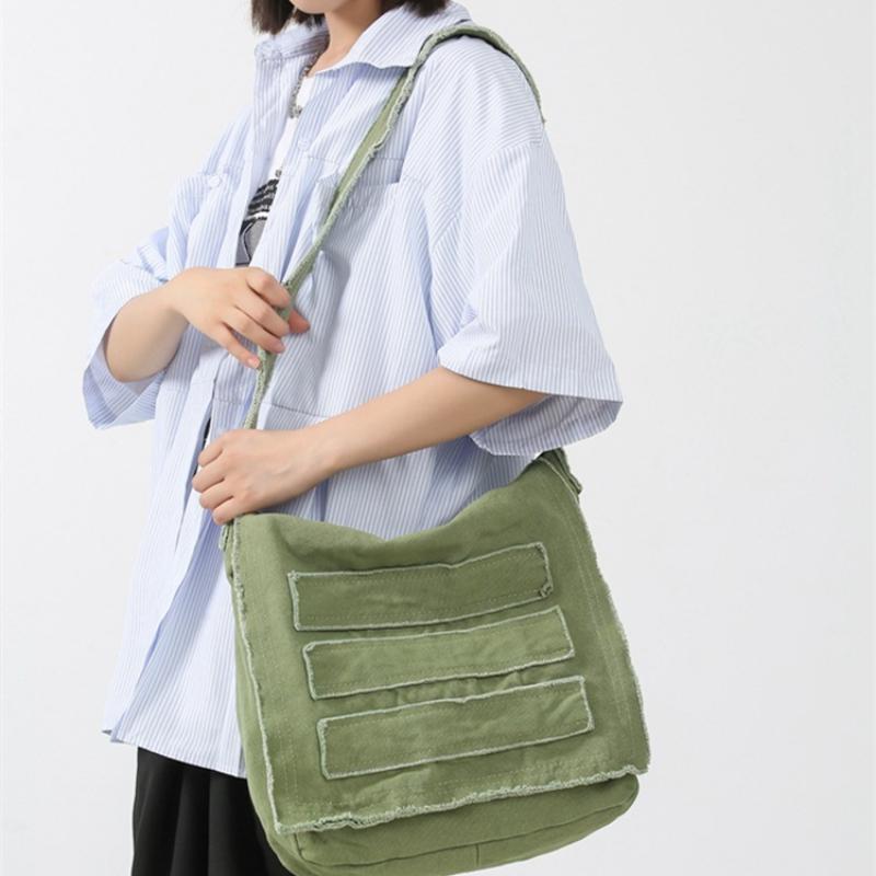 Teenager Canvas Textile Big Capacity School Book Side Sling Bag 2023 Leisure Fabric Cloth Aesthetic Y2K Grunge Hip Hop Pouch Bag