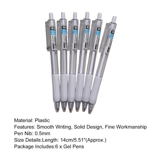 6Pcs 0.5mm Black Water-based Pen Push Design Quick Drying School Stationery Mechanical Gel Ink Pen Office Supplies