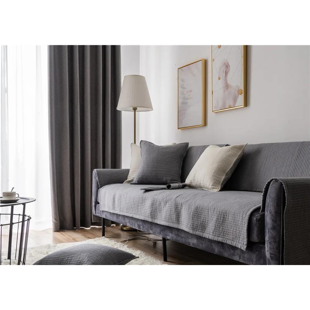 

Модный чехол для дивана из чистого хлопка, простой цветной чехол для дивана, изысканный противоскользящий полосатый и элегантный диван-полотенце в стиле ретро 70x70cm 1pcs