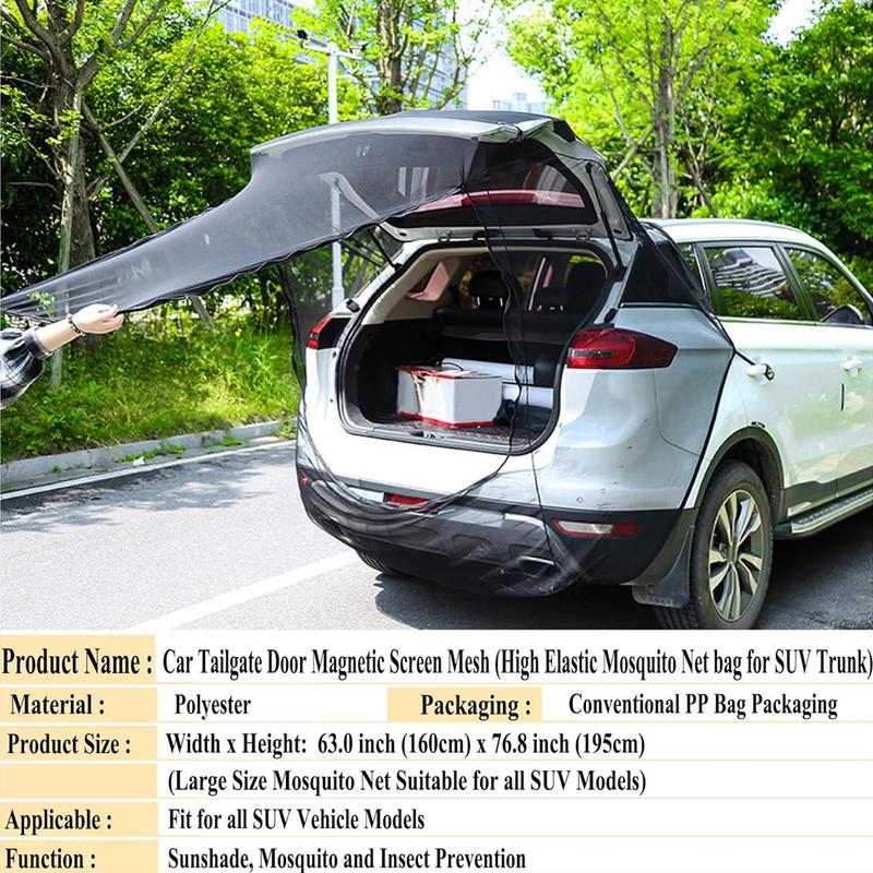 Breathable Auto Trunk Mosquito Net UV Sun Protection SUV Trunk Mesh Net Car Tailgate Tent Camping Car Accessory