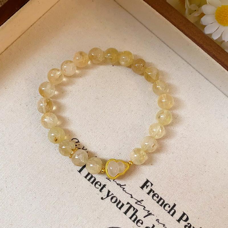 

Натуральный хрустальный браслет с бусинами в виде тыквы, новый китайский универсальный браслет в стиле легкой роскоши, нишевая темпераментная модная бижутерия для женщин