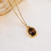 Maillard French Retro Titanium Steel Tiger Eye Pendant Necklace for Women
