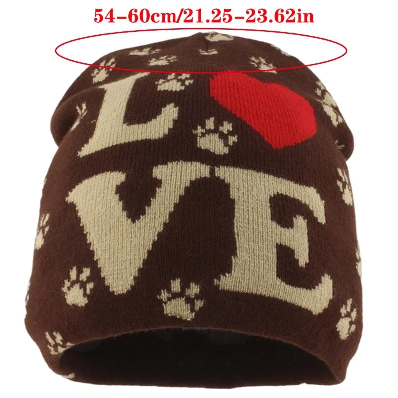 2000s Knit Brimless With Letter Heart Jacquard Design Soft Acrylic Winter Pullover Hat For Unisex Adults Teens Daily Wear